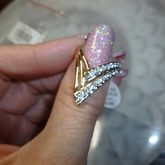 18K Yellow Gold EP Cubic Zirconia Dolphin Ore Ring - Picture 9 of 10